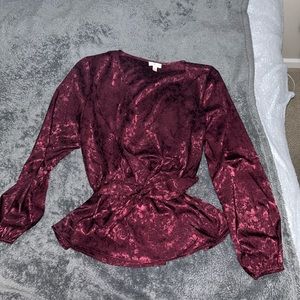 Maroon Deep V Boutique Blouse